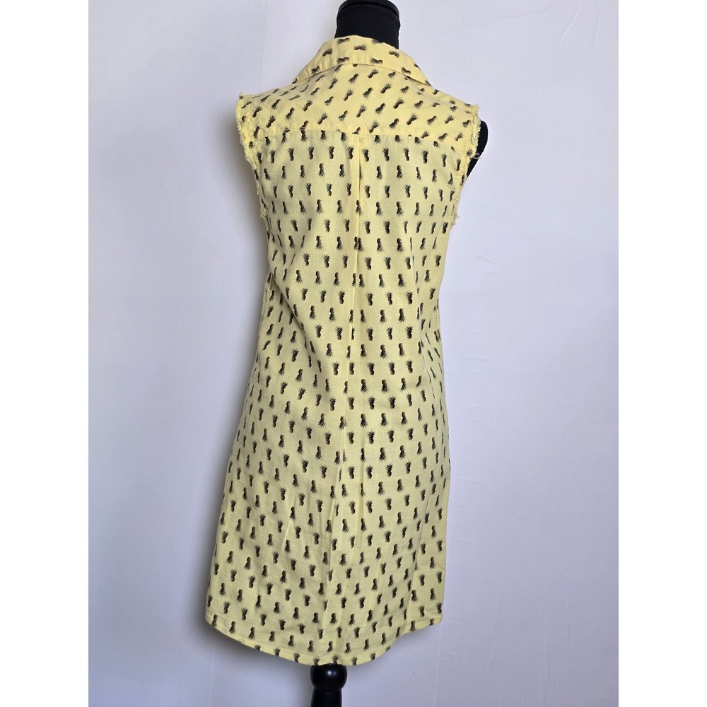Maison Scotch Womens Sleeveless Pineapple Print Shirt Dress Yellow Size 1 resort - Picture 2 of 10
